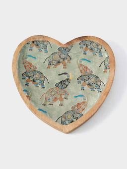 Блюдо в форме сердца Мудрый слон, 20.5?20?2.3 см, дерево манго