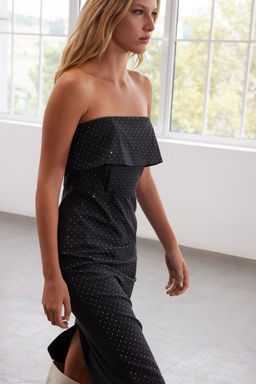 Limited Edition Antrasit Tas Bask?l? S?k Midi Abiye Gece Mezuniyet Elbisesi TPRAW25EL00014 - Trendyolmilla фото 2