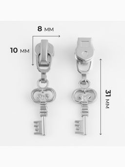 Цена за 2 шт. Бегунок для металлической молнии, №3, «Ключ», 10 шт., цвет никель