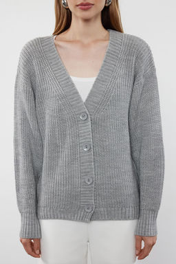 Gri Basic V Yaka Triko H?rka TWOAW24HI00383