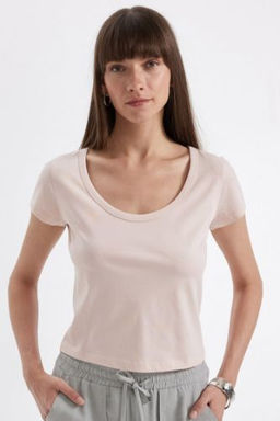 Regular Fit Bisiklet Yaka Penye Basic K?sa Kollu Tisort