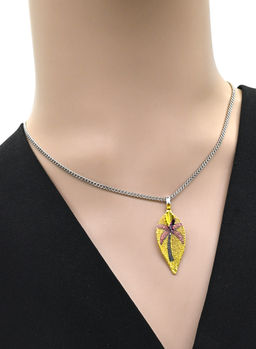 Подвеска Лист 14*39мм цв.желтый