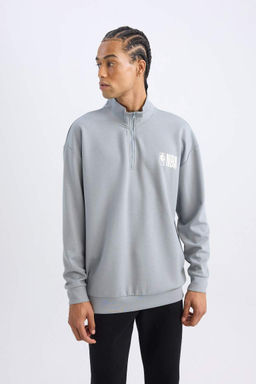 DeFactoFit NBA Oversize-толстовка широкого кроя с воротником-стойкой и воротником-стойкой из ткани для подводного плавания с аквалангом  фото 4