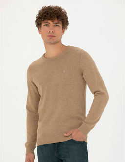 Camel Melanj Slim Fit Bisiklet Yaka Basic Triko Kazak - Pierre cardin фото 3