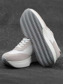 03-YG497-1 WHITE/GREY Кроссовки женские (натуральная кожа)
