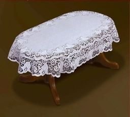 Скатерть арт. 202811/140/1, овальная, 140 см х 220 см, белоснежная,