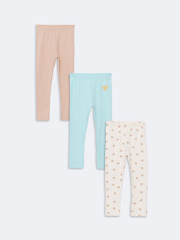 Beli Lastikli Bask?l? K?z ?ocuk Tayt 3l?