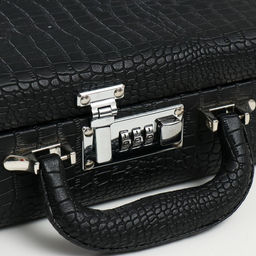 Шкатулка кожзам для украшений Кейс. Кожа крокодила чёрная 18,5х24х9 см - Simaland фото 3