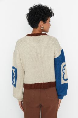 Tas Yumusak Dokulu Renk Bloklu Triko Kazak TWOAW22KZ2106 - Trendyolmilla фото 5