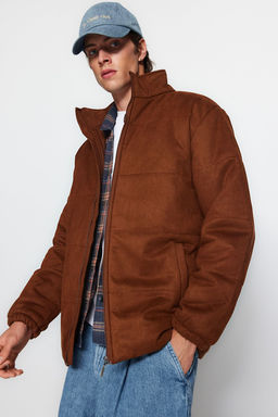 Trendyolmilla Man Kahverengi Regular Fit Suet Dik Yaka Hafif Dolumlu Ceket Mont TMNAW24MO00011  фото 4