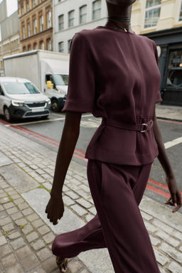 SHORT SLEEVE BELTED TOP - Zara фото 2