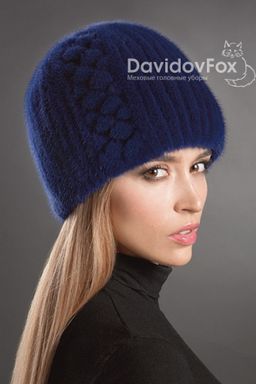 Шапка Сноп норка орнамент индиго