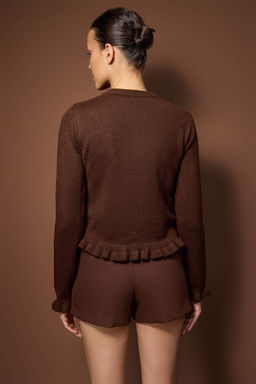 Kahverengi Dugme Detayl? Yumusak Dokulu Triko H?rka TWOAW26HI00038