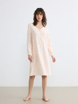 V Yaka ?i?ekli Kad?n Gecelik