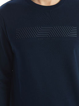 Bisiklet Yaka Uzun Kollu Bask?l? Erkek Sweatshirt