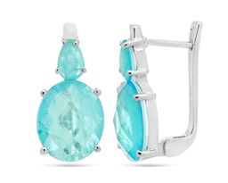 Серьги из серебра турмалин лазурный выращ., Аманда