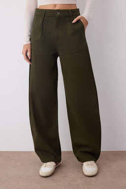 Haki Barrel Kal?p %100 Pamuk Gabardin Pantolon TWOAW26PL00084