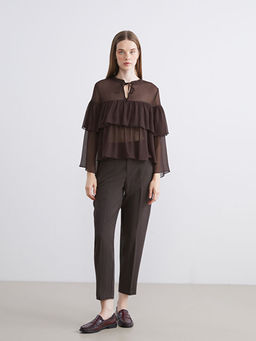 Ba?lamal? Yaka ?ifon F?rf?rl? Bluz