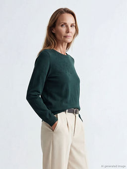 Bisiklet Yaka Kendinden Desenli Kad?n Triko Kazak