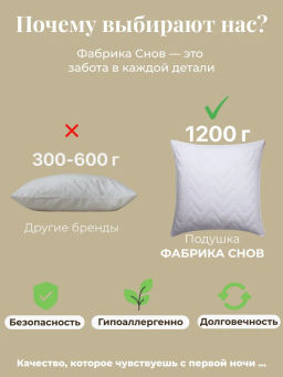Подушка ФС Хлопок&Хлопок 50*70 (хлопок) - Фабрика снов фото 14