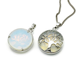 Подвеска Дерево двухсторонняя в металле с лунным камнем 27*27мм