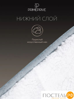 Одеяло утяжеленное PRIME PRIVE ЛУНД велюр / иск.мех/стекл.гранулы, сер  фото 7