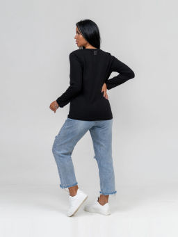 Лонгслив женский, цвет черный