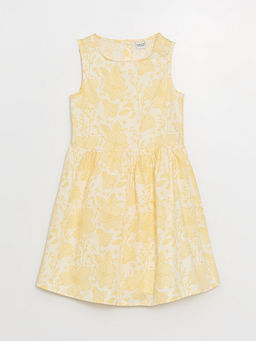 Bisiklet Yaka ?i?ekli K?z ?ocuk Elbise