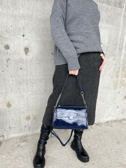 Женская лаковая сумка через плечо с тремя отделениями 8721-3 Блу - Sergio valentini фото 5