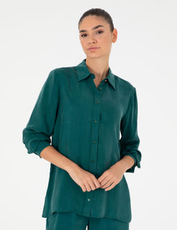 Koyu Ye_il Comfort Fit Uzun Kollu G_mlek