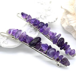 Женская заколка для волос с аметистом 6,5*0,8*1,3см - Радуга камня фото 2