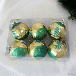 Елочные шары 6 штук 6 см / H011 /уп 120/ золото - Галеонтрейд фото 3