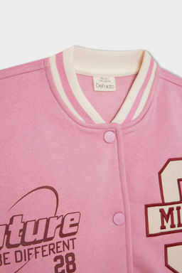 Кардиган-бомбер на толстой мягкой подкладке с воротником колледжа для девочек и застежкой-кнопкой - Defacto фото 2