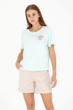 Женская зеленая футболка с круглым вырезом Неожиданная скидка в корзине