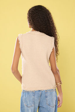 Trendyolmilla Bej Bisiklet Yaka Yelek TWOSS25YE00042 фото 4