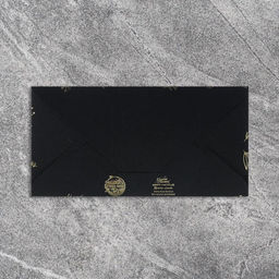 Цена за 5 шт. Конверт для денег «Растения», на черном крафте, тиснение, 16.5 х 8 см