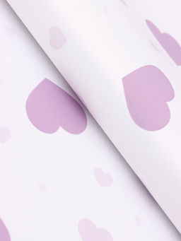 Цена за 20 шт. Пленка для цветов, «Сердца на белом», сиреневый, 57×57 см