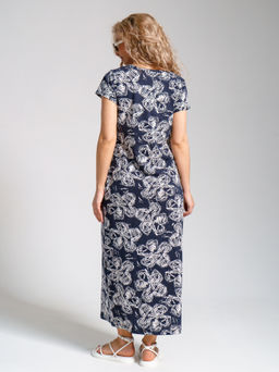 643 Платье "Цветы/т.синий"