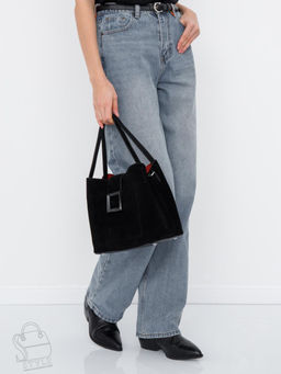 Сумка женская кожаная 2400YF black Polina&Eiterou