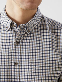 Regular Fit Uzun Kollu Ekose Gabardin Erkek G?mlek