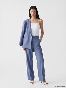 Regular Fit Keten Kar???ml? Kad?n Pantolon