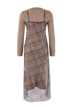 Bej Maxi Ekose Detayl? 2li Dokuma Triko Elbise TWOAW26EL00379 - Trendyolmilla фото 6