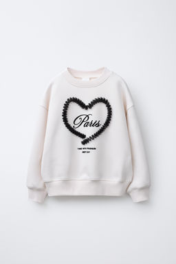 FLOCKED SLOGAN TULLE SWEATSHIRT