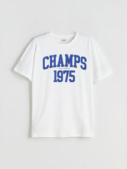 Bisiklet Yaka Bask?l? Erkek ?ocuk Ti??rt