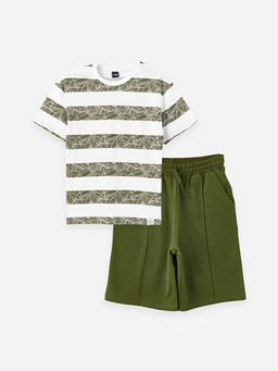 Bisiklet Yaka Bask?l? K?sa Kollu Erkek ?ocuk Ti??rt ve ?ort