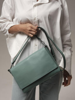 Сумка кожаная на плечо Deboro 30181 мутный минт