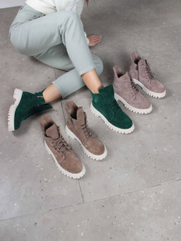 Ботинки 228.V.1541be. Капучино замша/Байка