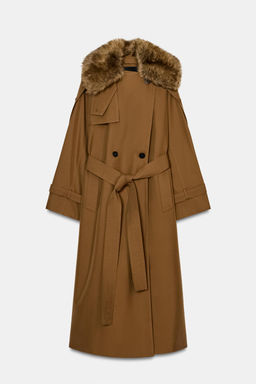 OVERSIZE FAUX FUR COLLAR TRENCH COAT ZW COLLECTION LIMITED EDITION - Zara фото 9