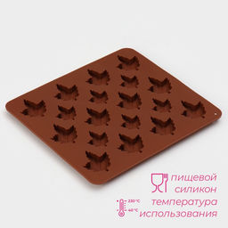 Цена за 2 шт. Форма для конфет и шоколада Доляна Кленовый сироп, силикон, 19.5?17.7?1 см, 18 ячеек, коричневая  фото 2