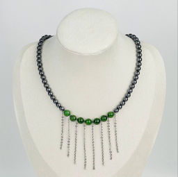 Колье из Гематита и Нефрита